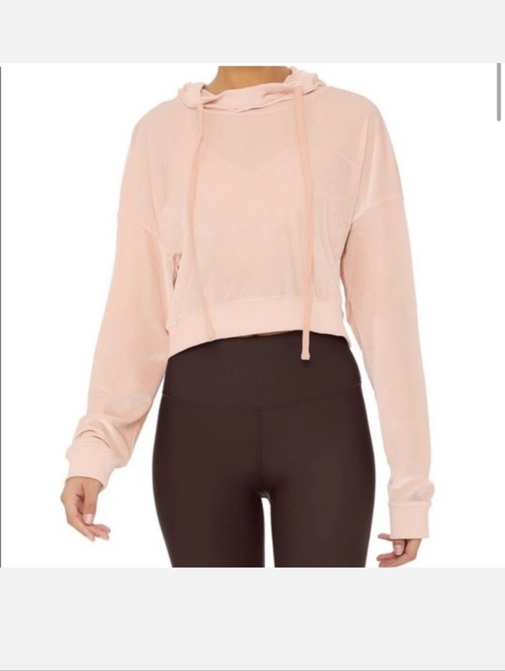 💎 alo Yoga Women's Top Velour Cropped Sweatshirt Hoodie